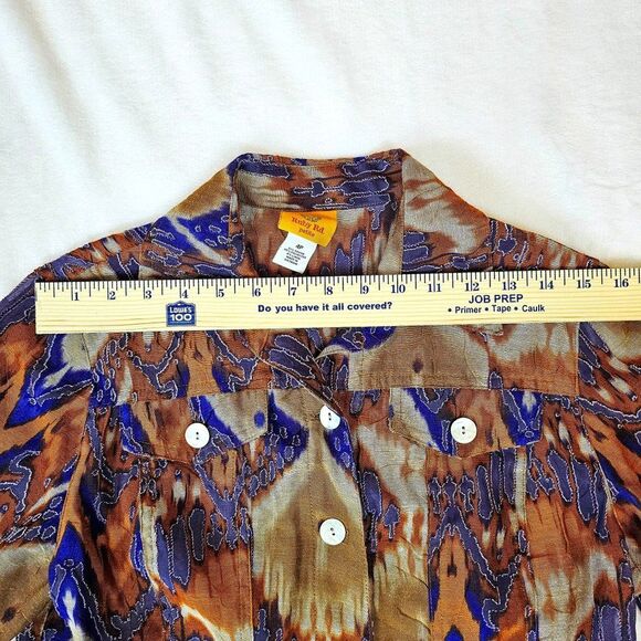 Ruby Rd Shell Button Flap Pocket Tab Sleeve Lagenlook Rustic Blouse Size 4P - Picture 6 of 10